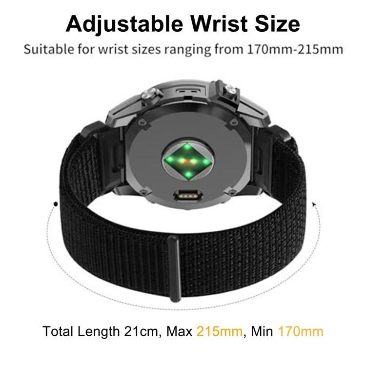 For Garmin 20mm Nylon Hook and Loop Fastener Quick Release Watch Band
