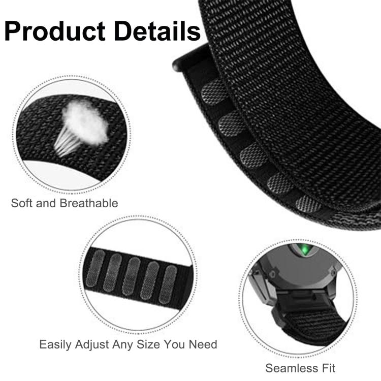 For Garmin 20mm Nylon Hook and Loop Fastener Quick Release Watch Band