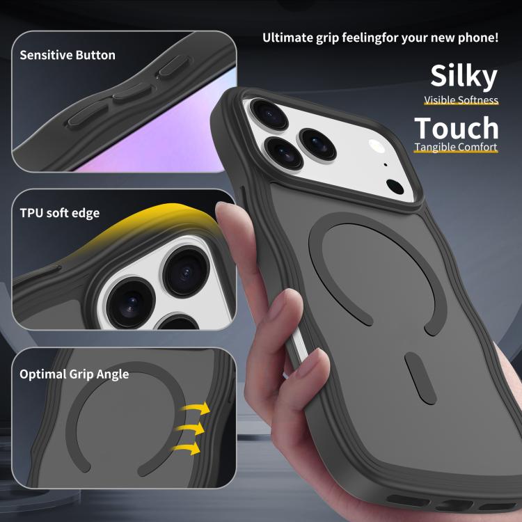 For iPhone 17 Pro Max Skin Feel Wave Texture MagSafe Phone Case