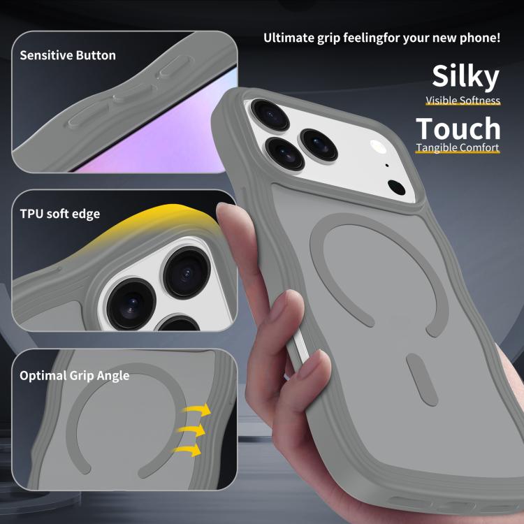 For iPhone 17 Pro Skin Feel Wave Texture MagSafe Phone Case