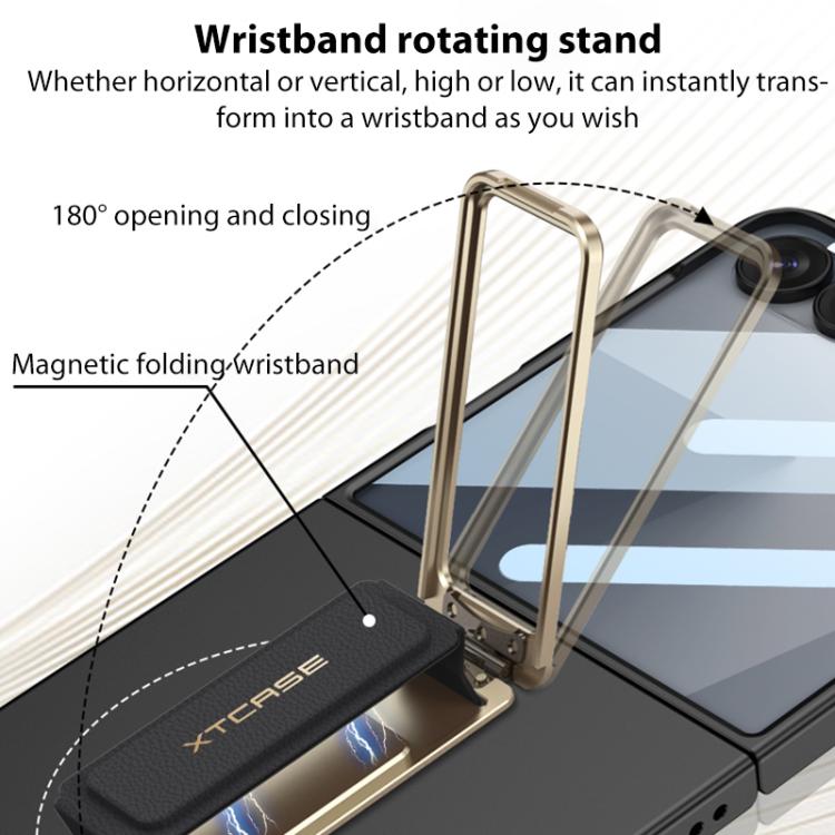 For Samsung Galaxy Z Flip7 5G GKK Integrated Ultra-thin Full Cover Wristband Phone Case with Rotating Bracket