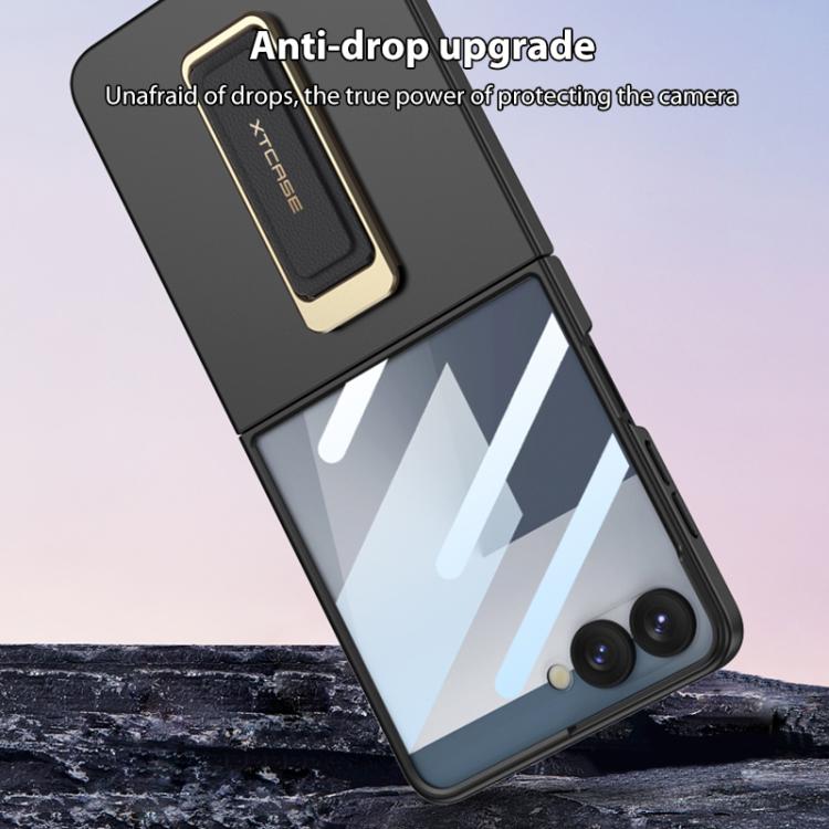For Samsung Galaxy Z Flip7 5G GKK Integrated Ultra-thin Full Cover Wristband Phone Case with Rotating Bracket
