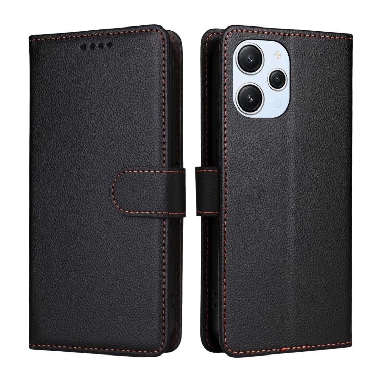 For Redmi 12 4G / 5G / Note 12R Litchi Texture RFID Blocking 3-Card Wallet Leather Phone Case