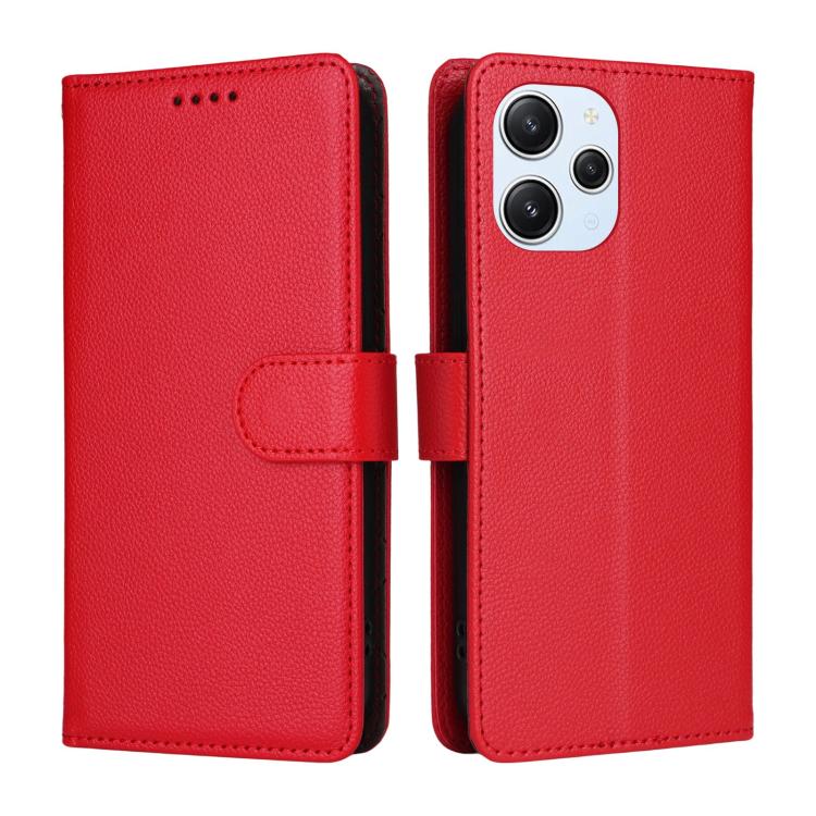 For Redmi 12 4G / 5G / Note 12R Litchi Texture RFID Blocking 3-Card Wallet Leather Phone Case