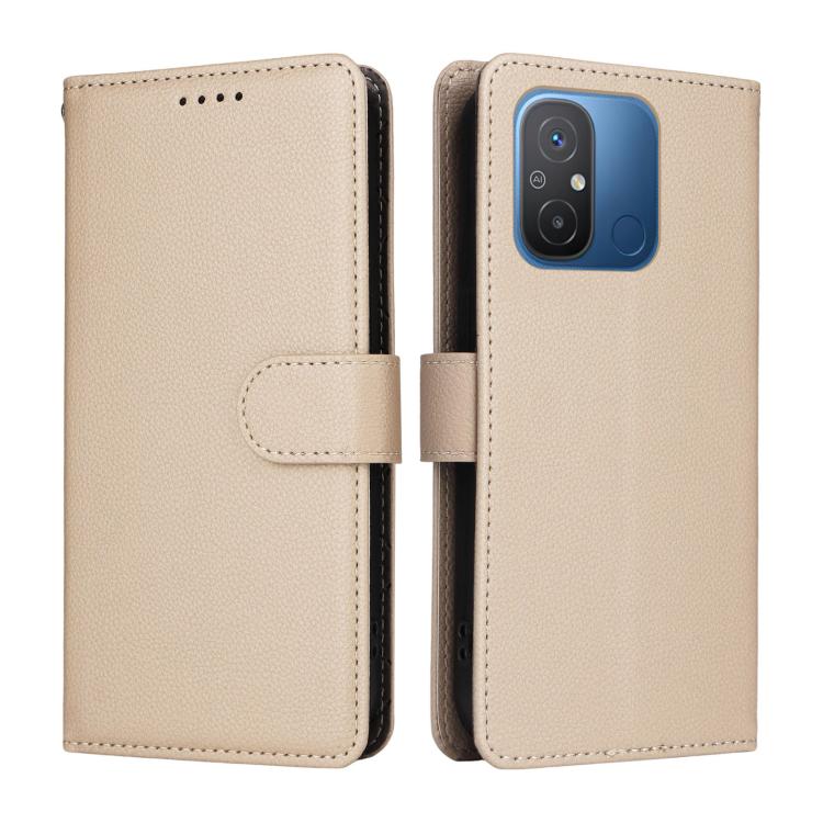 For Redmi 12C / 11A / Poco C55 Litchi Texture RFID Blocking 3-Card Wallet Leather Phone Case