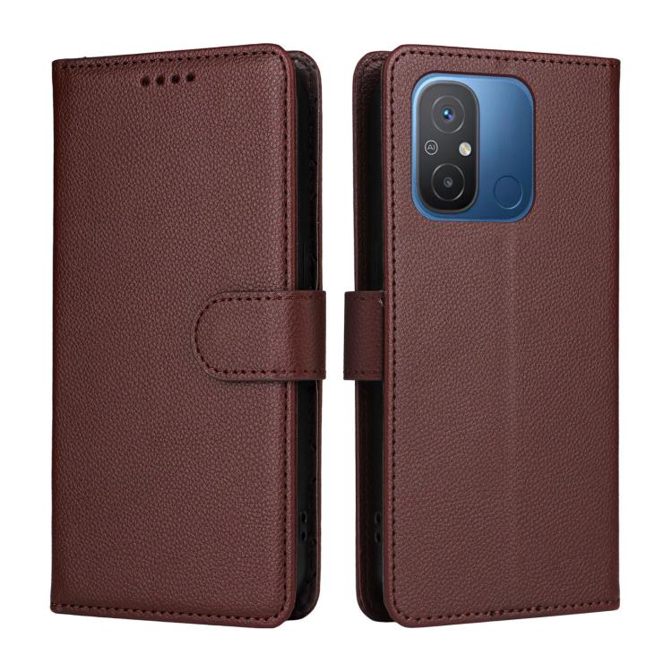 For Redmi 12C / 11A / Poco C55 Litchi Texture RFID Blocking 3-Card Wallet Leather Phone Case