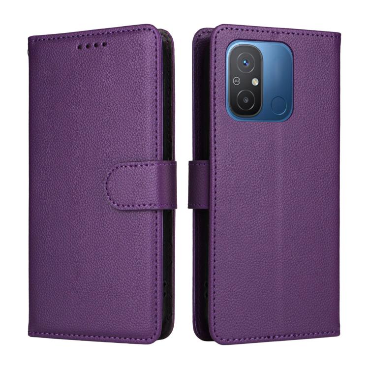 For Redmi 12C / 11A / Poco C55 Litchi Texture RFID Blocking 3-Card Wallet Leather Phone Case
