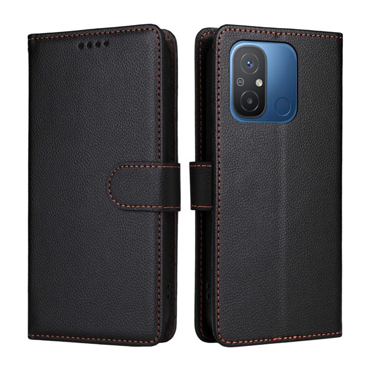 For Redmi 12C / 11A / Poco C55 Litchi Texture RFID Blocking 3-Card Wallet Leather Phone Case