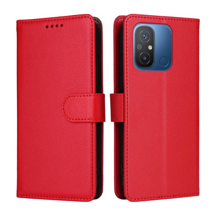 For Redmi 12C / 11A / Poco C55 Litchi Texture RFID Blocking 3-Card Wallet Leather Phone Case