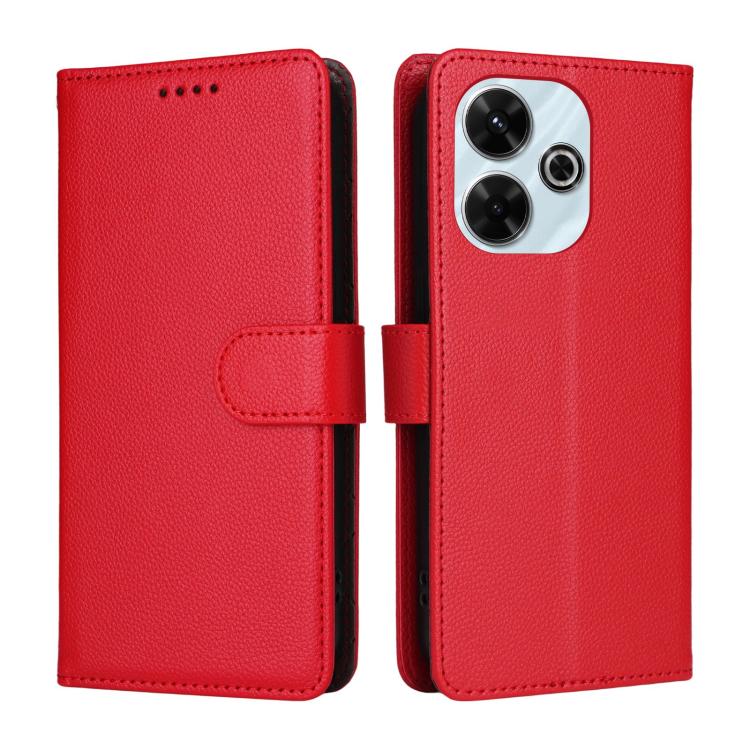 For Redmi 13 4G / Note 13R 5G Litchi Texture RFID Blocking 3-Card Wallet Leather Phone Case