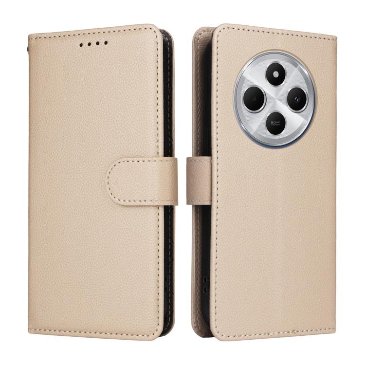 For Redmi 14C 4G / 5G / 14R / Poco M7 Litchi Texture RFID Blocking 3-Card Wallet Leather Phone Case