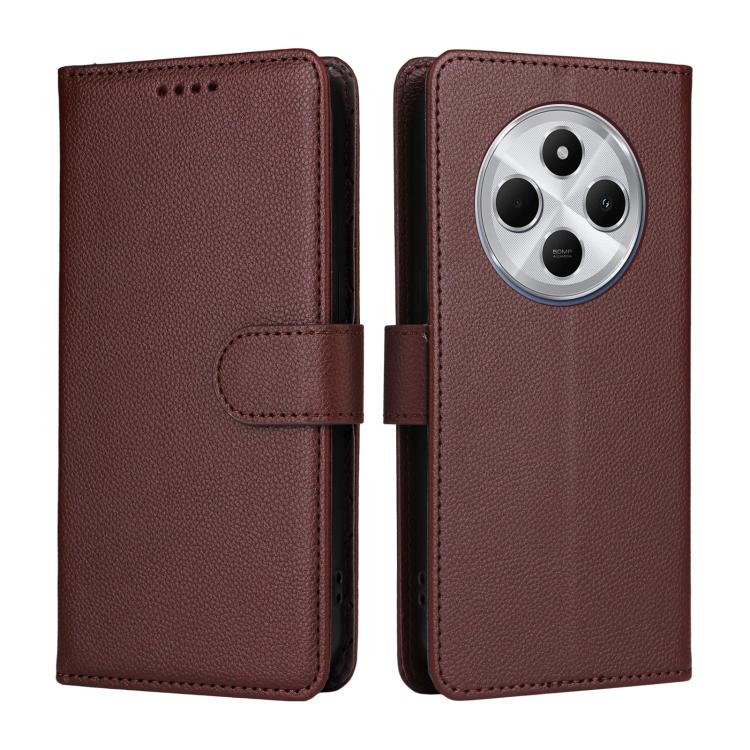 For Redmi 14C 4G / 5G / 14R / Poco M7 Litchi Texture RFID Blocking 3-Card Wallet Leather Phone Case