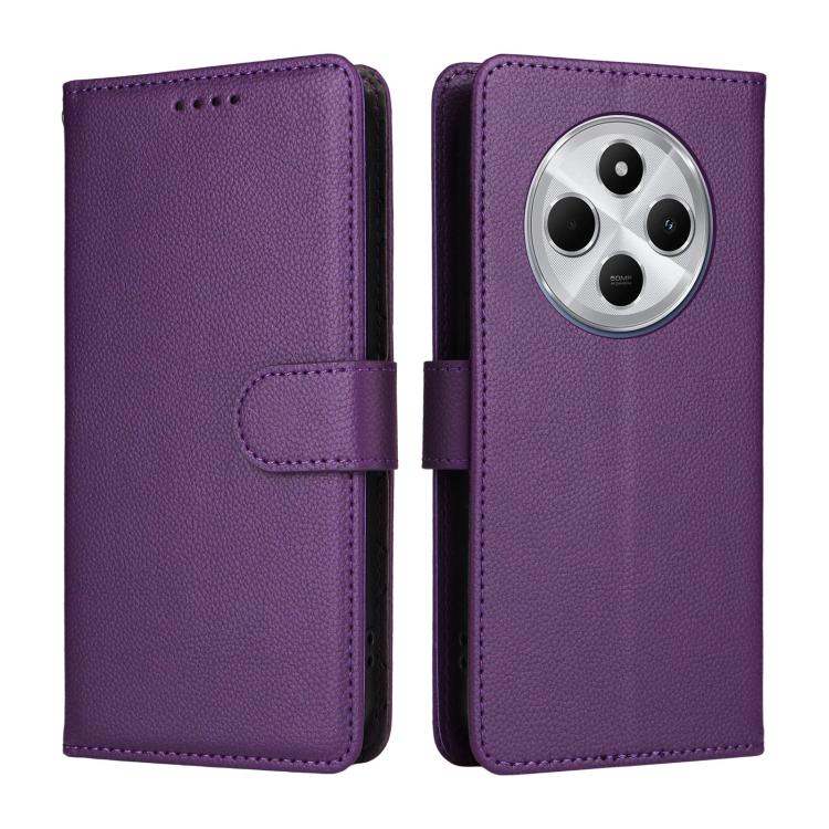 For Redmi 14C 4G / 5G / 14R / Poco M7 Litchi Texture RFID Blocking 3-Card Wallet Leather Phone Case