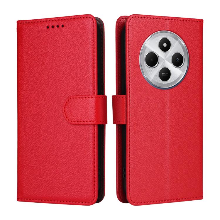 For Redmi 14C 4G / 5G / 14R / Poco M7 Litchi Texture RFID Blocking 3-Card Wallet Leather Phone Case