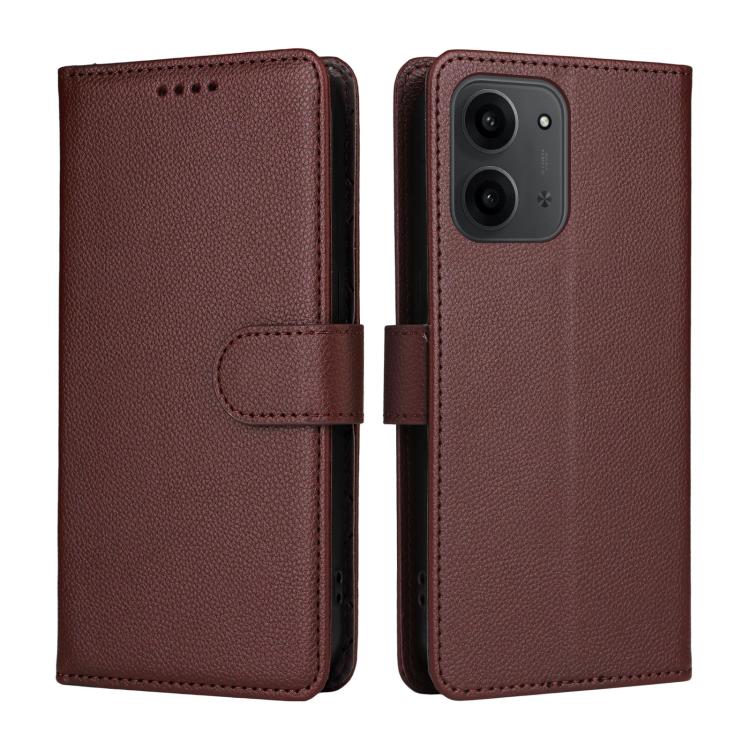 For Redmi 15C 5G / 4G EU 173mm Litchi Texture RFID Blocking 3-Card Wallet Leather Phone Case
