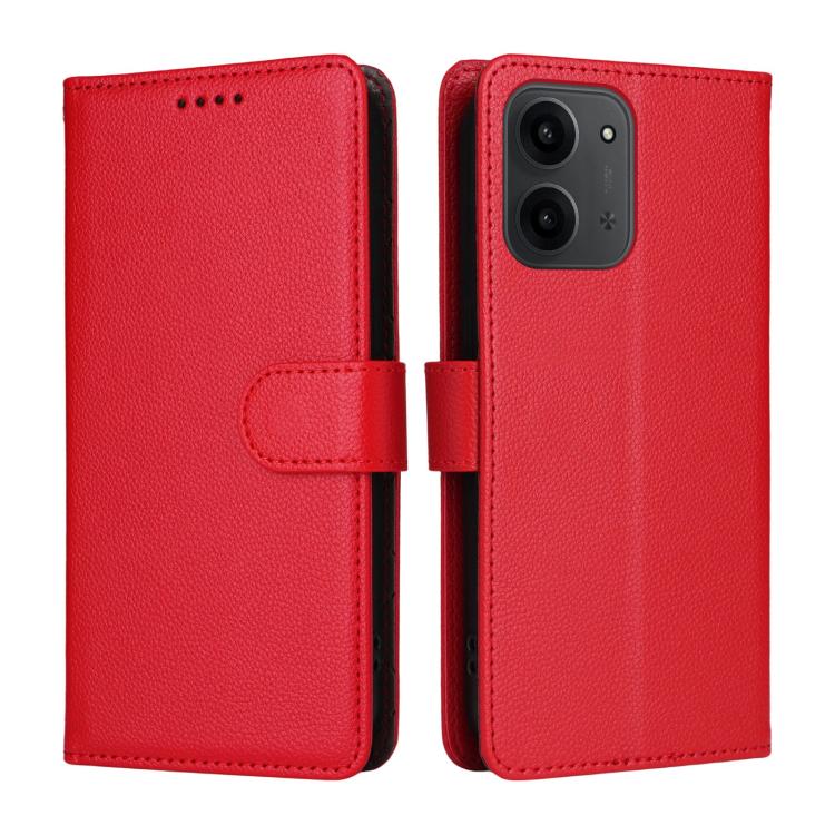 For Redmi 15C 5G / 4G Global 171mm Litchi Texture RFID Blocking 3-Card Wallet Leather Phone Case