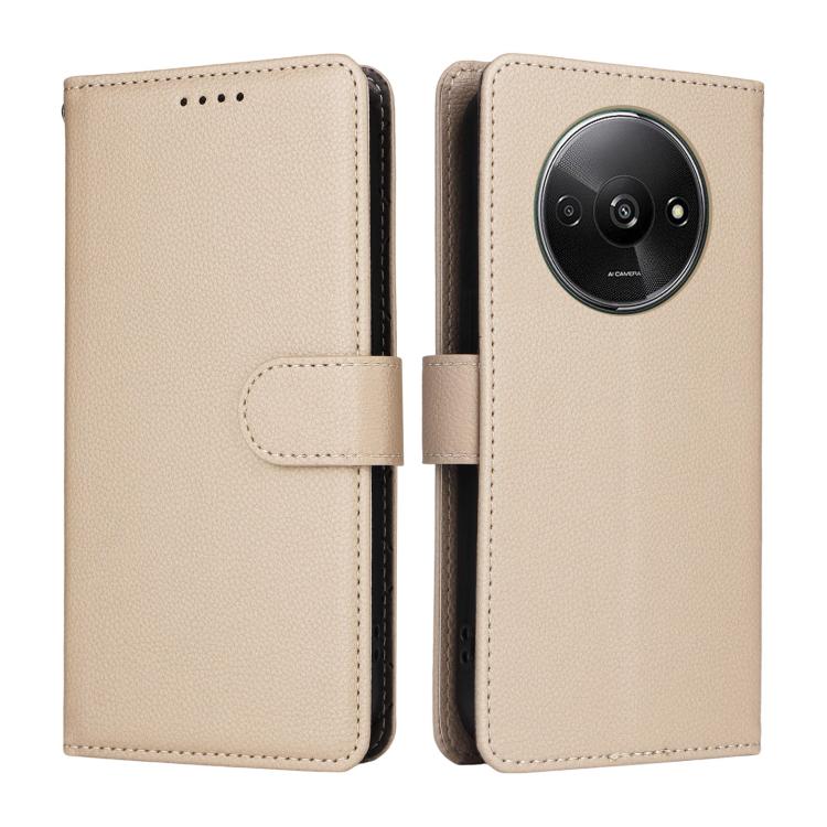 For Redmi A3 4G Global / A3X Litchi Texture RFID Blocking 3-Card Wallet Leather Phone Case