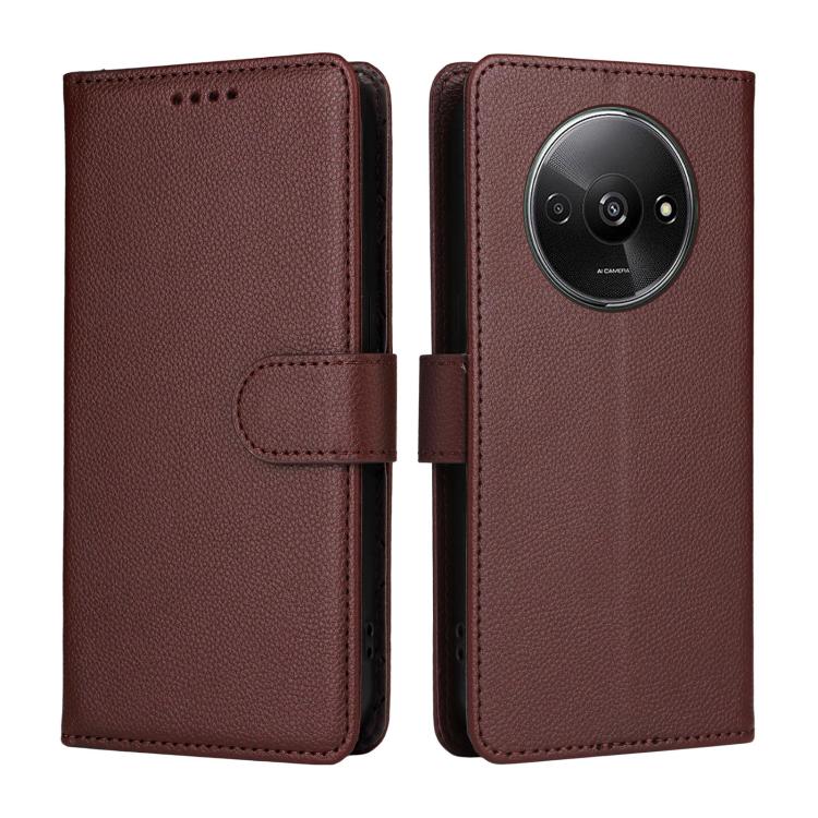For Redmi A3 4G Global / A3X Litchi Texture RFID Blocking 3-Card Wallet Leather Phone Case