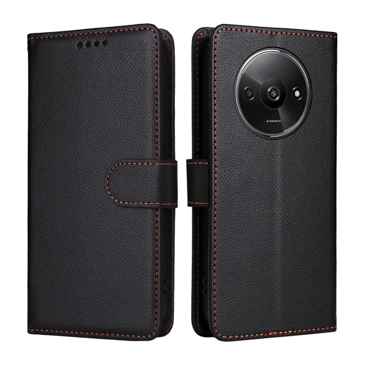 For Redmi A3 4G Global / A3X Litchi Texture RFID Blocking 3-Card Wallet Leather Phone Case