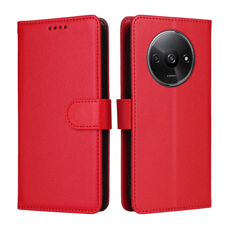 For Redmi A3 4G Global / A3X Litchi Texture RFID Blocking 3-Card Wallet Leather Phone Case