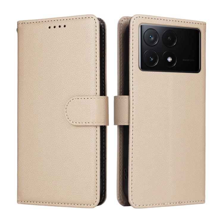 For Redmi K70E Litchi Texture RFID Blocking 3-Card Wallet Leather Phone Case