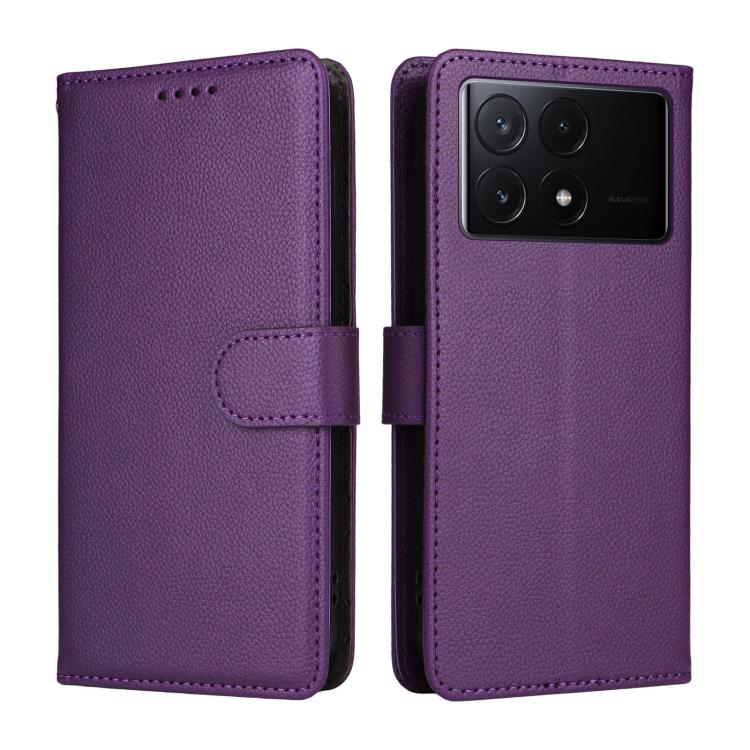 For Redmi K70E Litchi Texture RFID Blocking 3-Card Wallet Leather Phone Case