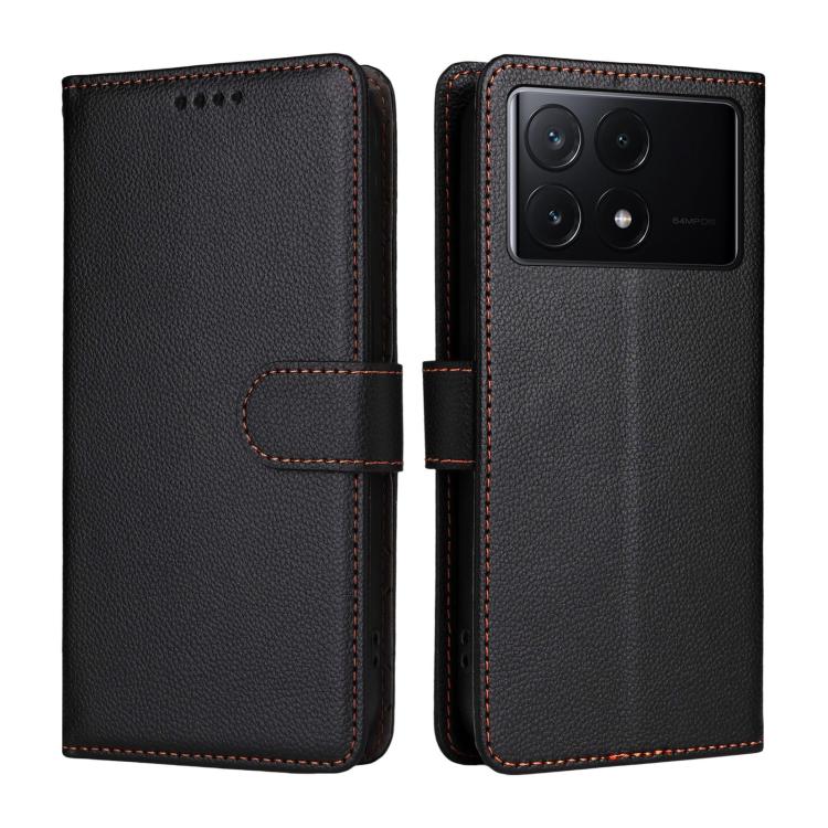 For Redmi K70E Litchi Texture RFID Blocking 3-Card Wallet Leather Phone Case