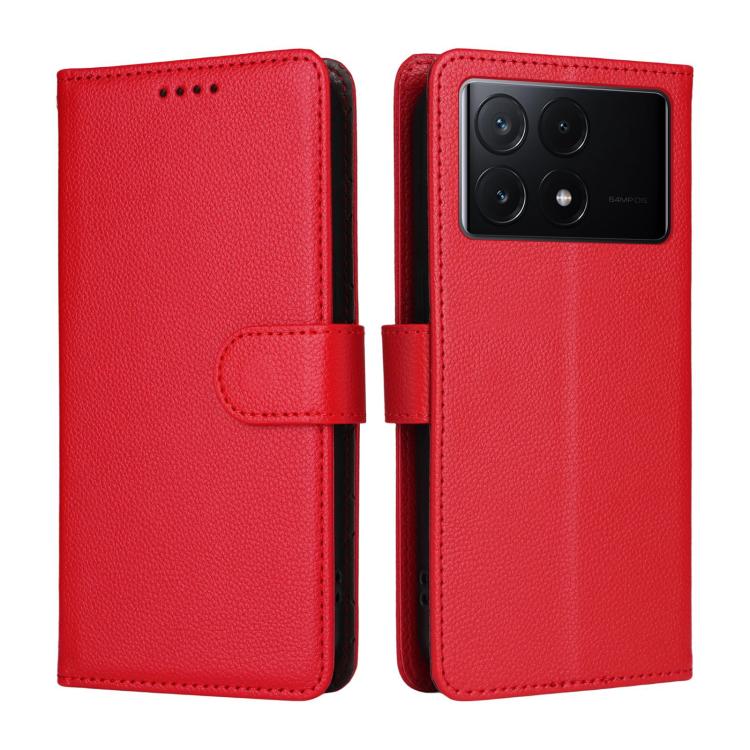 For Redmi K70E Litchi Texture RFID Blocking 3-Card Wallet Leather Phone Case