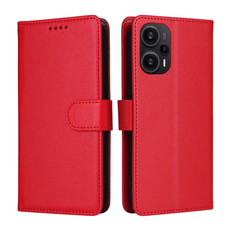 For Redmi Note 12 Turbo / Poco F5 Litchi Texture RFID Blocking 3-Card Wallet Leather Phone Case