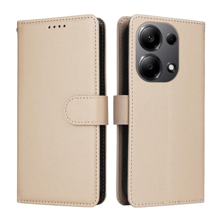 For Redmi Note 13 4G Litchi Texture RFID Blocking 3-Card Wallet Leather Phone Case