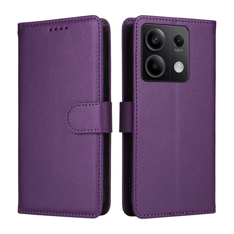 For Redmi Note 13 5G Litchi Texture RFID Blocking 3-Card Wallet Leather Phone Case