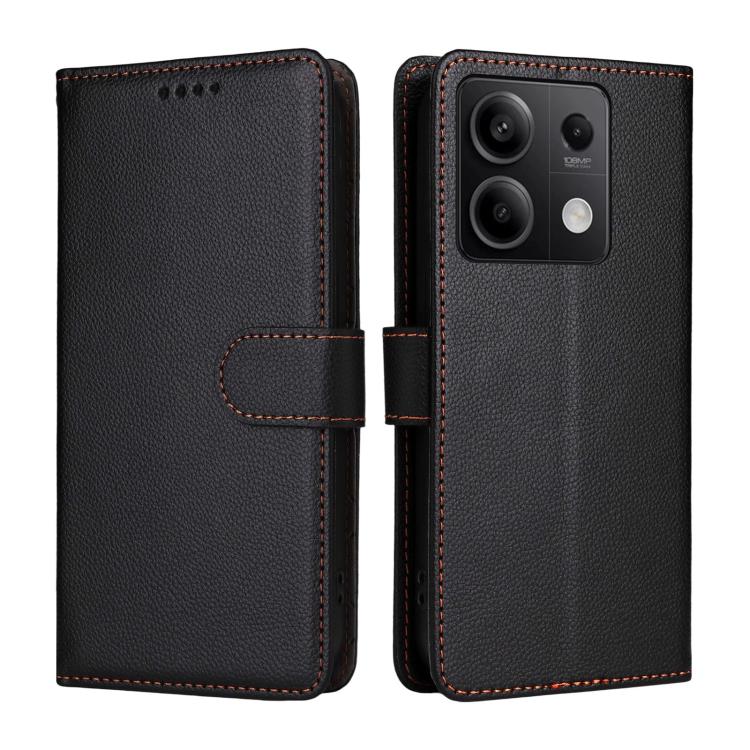For Redmi Note 13 5G Litchi Texture RFID Blocking 3-Card Wallet Leather Phone Case