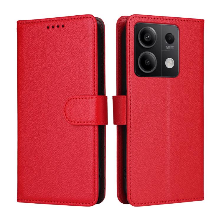 For Redmi Note 13 5G Litchi Texture RFID Blocking 3-Card Wallet Leather Phone Case