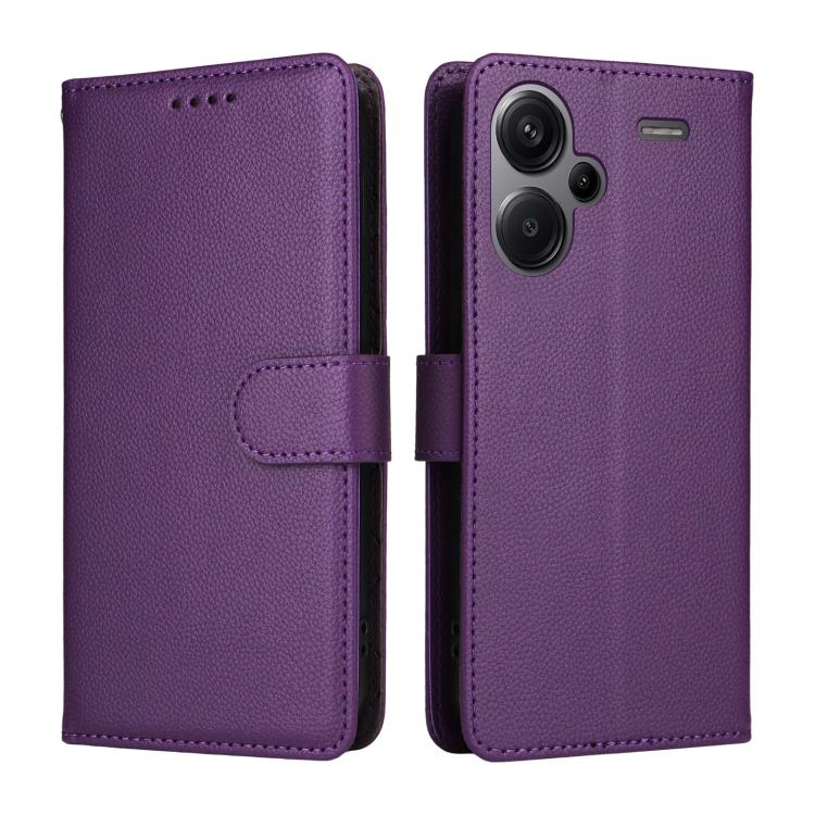 For Redmi Note 13 Pro+ 5G Litchi Texture RFID Blocking 3-Card Wallet Leather Phone Case