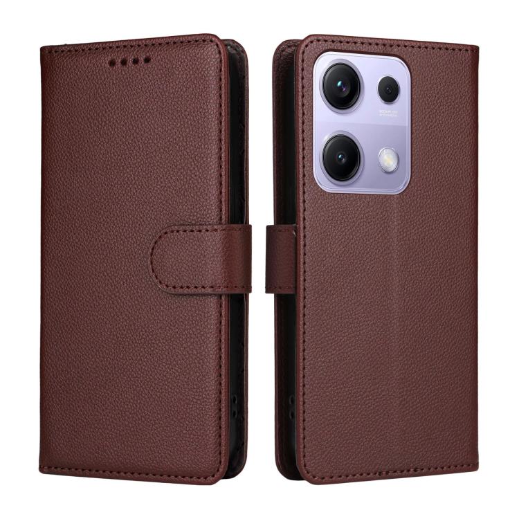 For Redmi Note 14S / 13 Pro 4G Global Litchi Texture RFID Blocking 3-Card Wallet Leather Phone Case