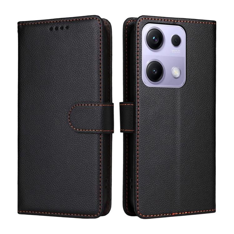 For Redmi Note 14S / 13 Pro 4G Global Litchi Texture RFID Blocking 3-Card Wallet Leather Phone Case