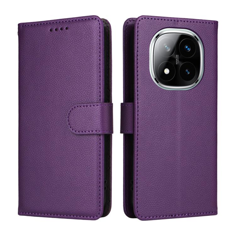 For Redmi Note 14 Pro 5G / 14 Pro+ 5G Litchi Texture RFID Blocking 3-Card Wallet Leather Phone Case