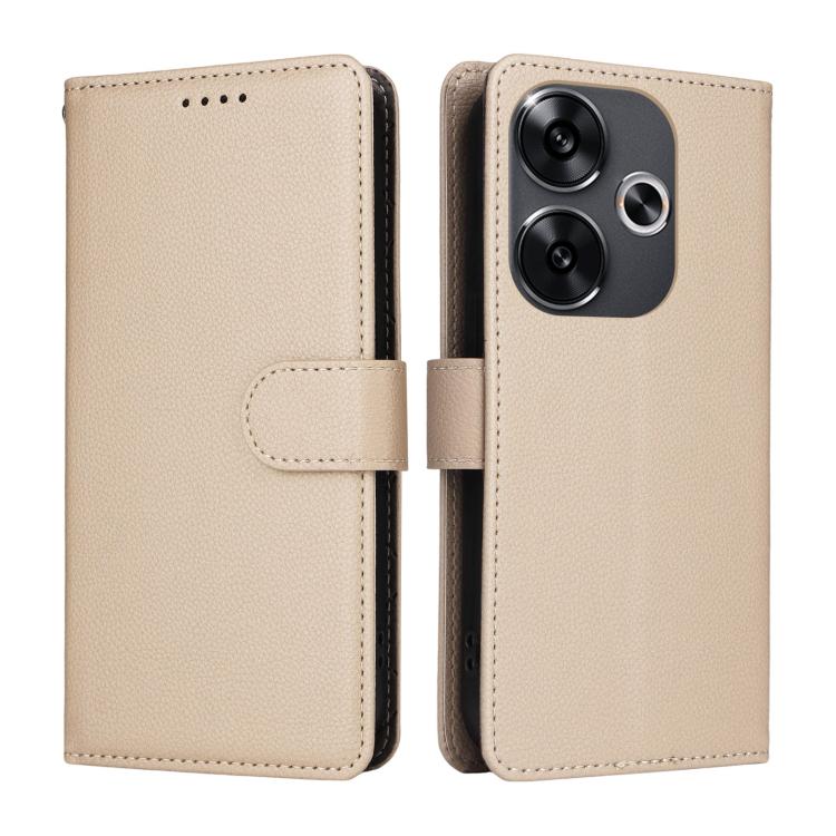 For Redmi Turbo 3 5G / Poco F6 Litchi Texture RFID Blocking 3-Card Wallet Leather Phone Case