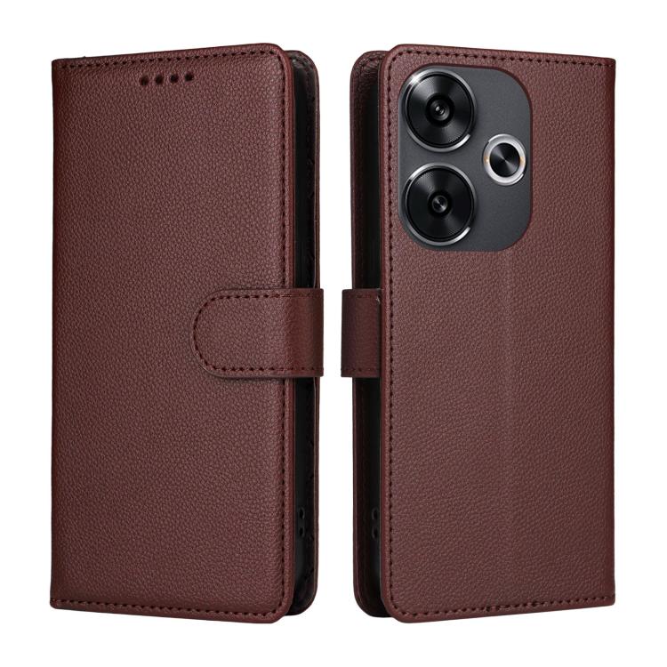 For Redmi Turbo 3 5G / Poco F6 Litchi Texture RFID Blocking 3-Card Wallet Leather Phone Case