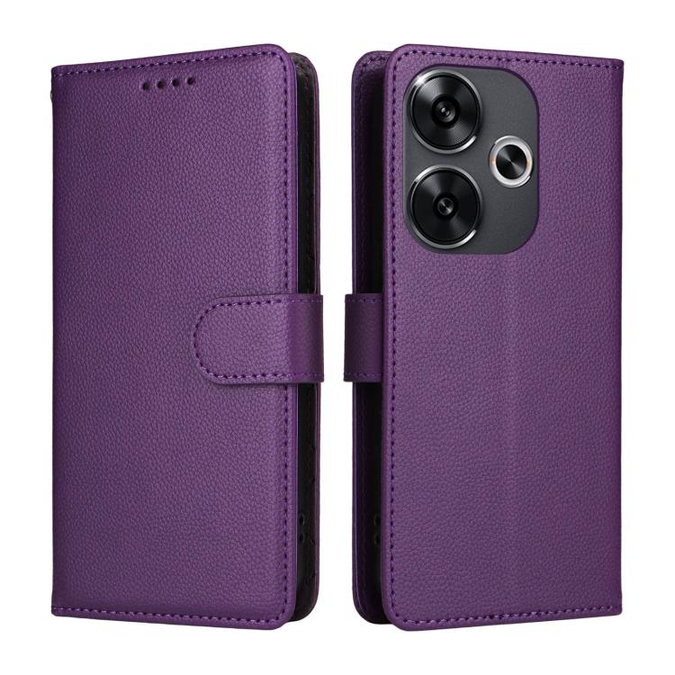 For Redmi Turbo 3 5G / Poco F6 Litchi Texture RFID Blocking 3-Card Wallet Leather Phone Case
