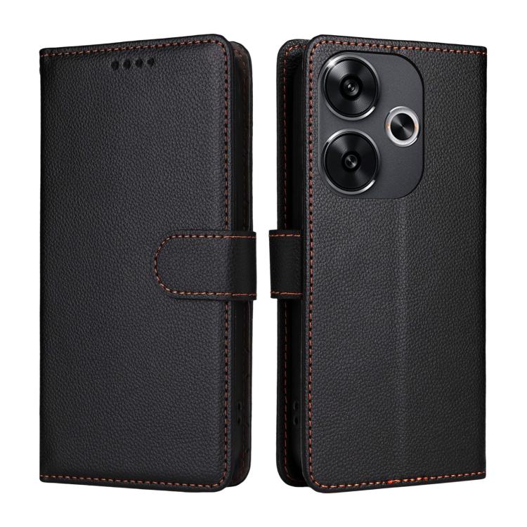 For Redmi Turbo 3 5G / Poco F6 Litchi Texture RFID Blocking 3-Card Wallet Leather Phone Case