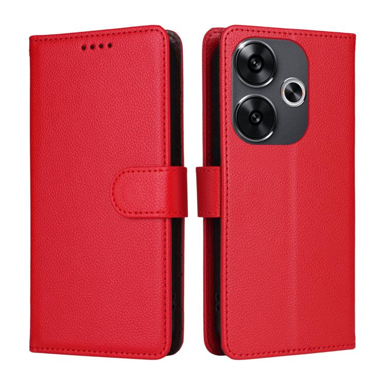 For Redmi Turbo 3 5G / Poco F6 Litchi Texture RFID Blocking 3-Card Wallet Leather Phone Case
