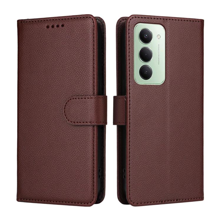 For Redmi 15 5G / 4G EU 171mm Litchi Texture RFID Blocking 3-Card Wallet Leather Phone Case