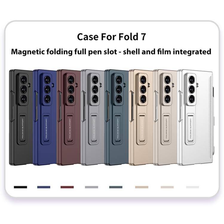 For Samsung Galaxy Z Fold7 5G GKK Integrated Magnetic Folding Full Cover Phone Case with Pen Slot, Included Pen