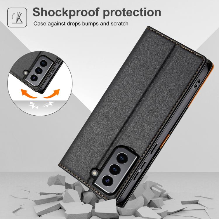 For Samsung Galaxy S21 FE 5G N.BEKUS P3 RFID Stitching Magnetic Flip Leather Phone Case
