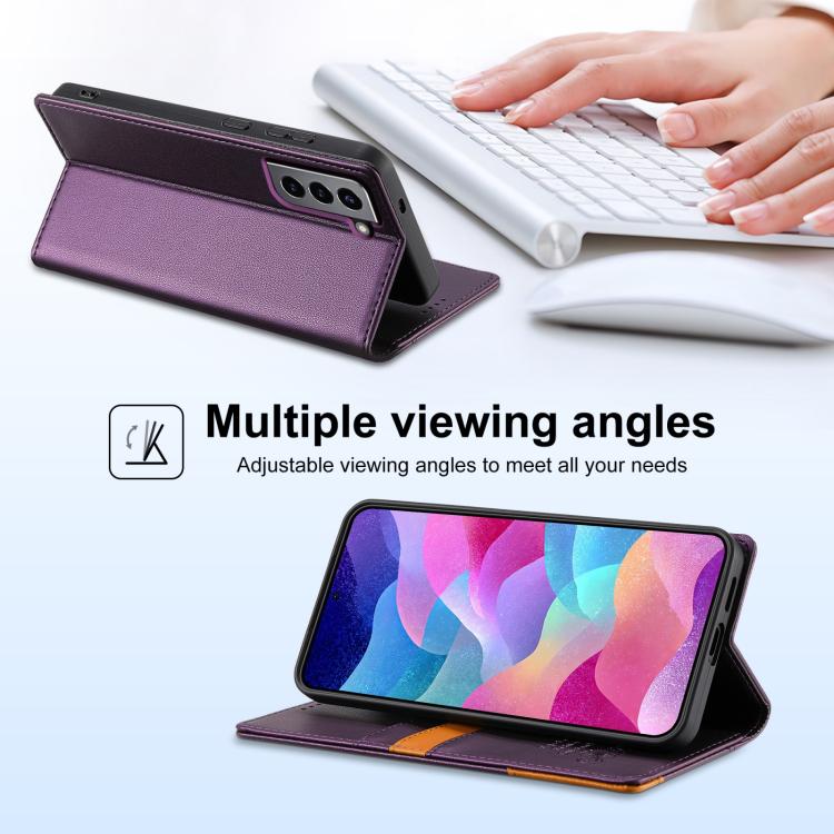 For Samsung Galaxy S21 FE 5G N.BEKUS P3 RFID Stitching Magnetic Flip Leather Phone Case