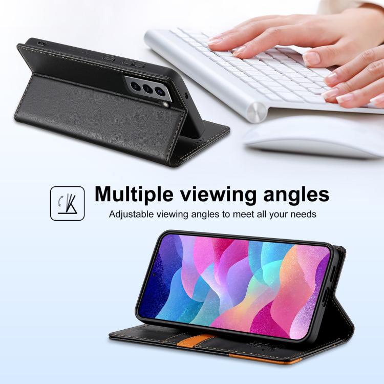 For Samsung Galaxy S22 5G N.BEKUS P3 RFID Stitching Magnetic Flip Leather Phone Case