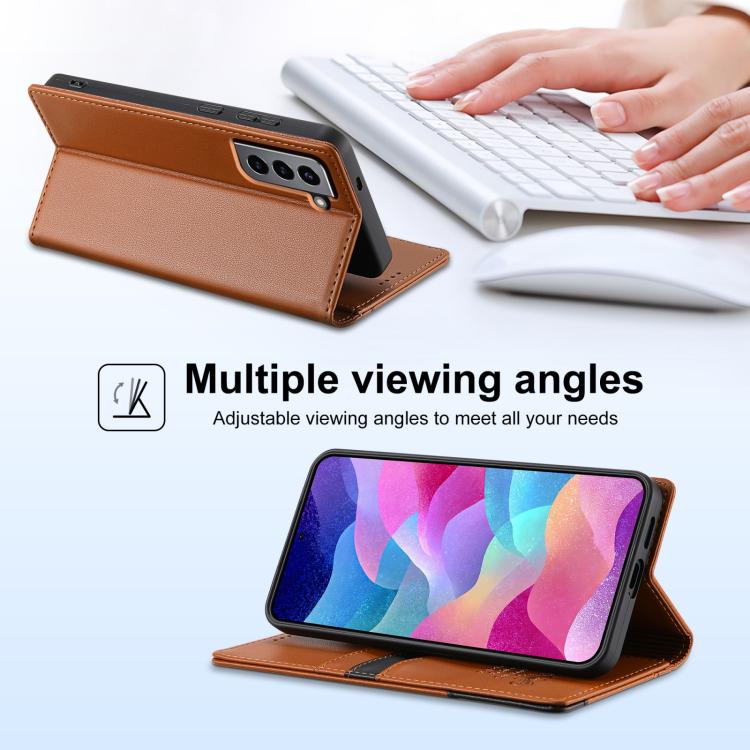 For Samsung Galaxy S22 5G N.BEKUS P3 RFID Stitching Magnetic Flip Leather Phone Case