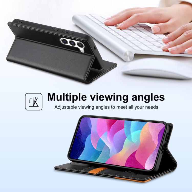 For Samsung Galaxy S23 5G N.BEKUS P3 RFID Stitching Magnetic Flip Leather Phone Case