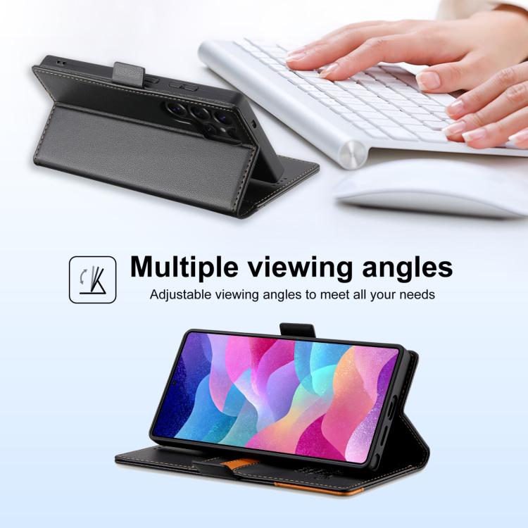 For Samsung Galaxy S22 Ultra 5G N.BEKUS P3 RFID Stitching Magnetic Flip Leather Phone Case